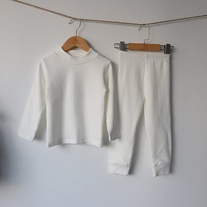 長袖セットアップ Creamy White / 110cm シンプルベーシック長袖Tシャツ+ジョガーパンツセットアップ 2点セット【mh0009999】