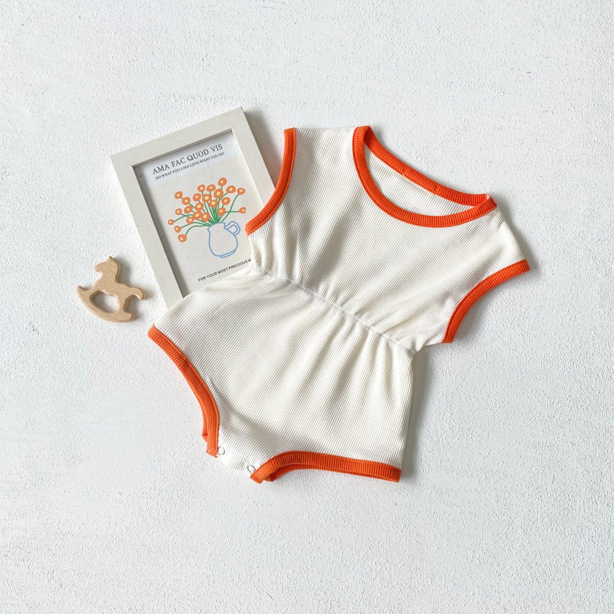 ノースリーブロンパース Creamy White / 66cm バイピングノースリーブウェストマークロンパース【mh0009663】