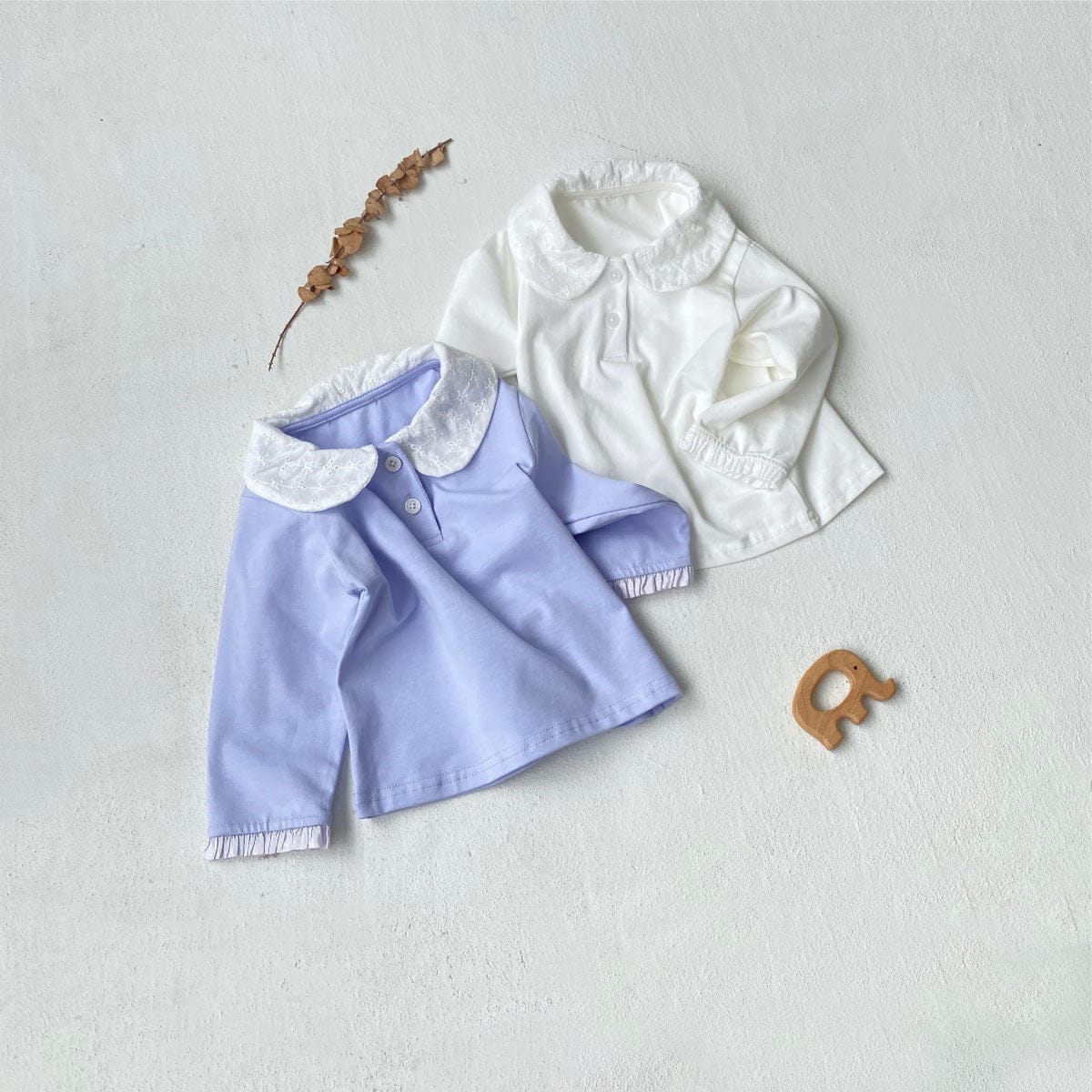 長袖シャツ・ブラウス Creamy White / 73cm 丸襟長袖Tシャツブラウス【mh0010614】