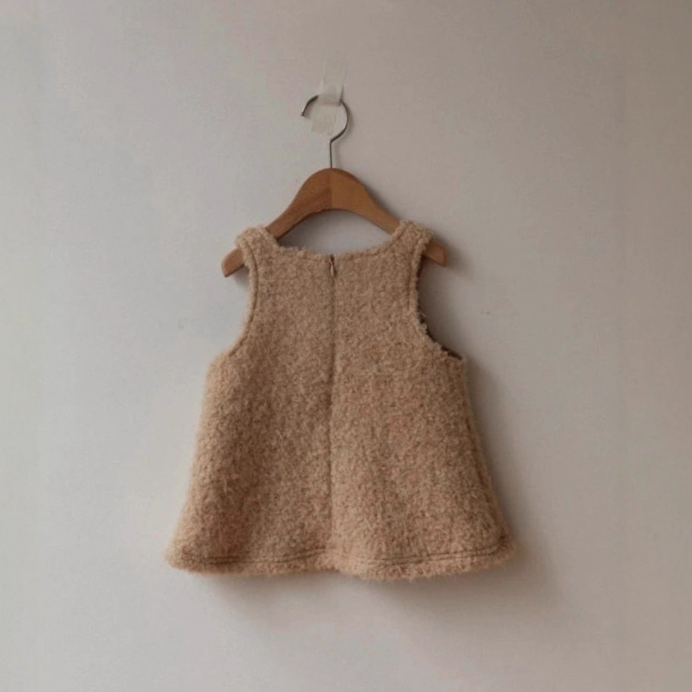 ノースリーブワンピース Curly Velvet Pocket Sleeveless Dress ボア スクエアネック ジャンパースカート【mh0011634】