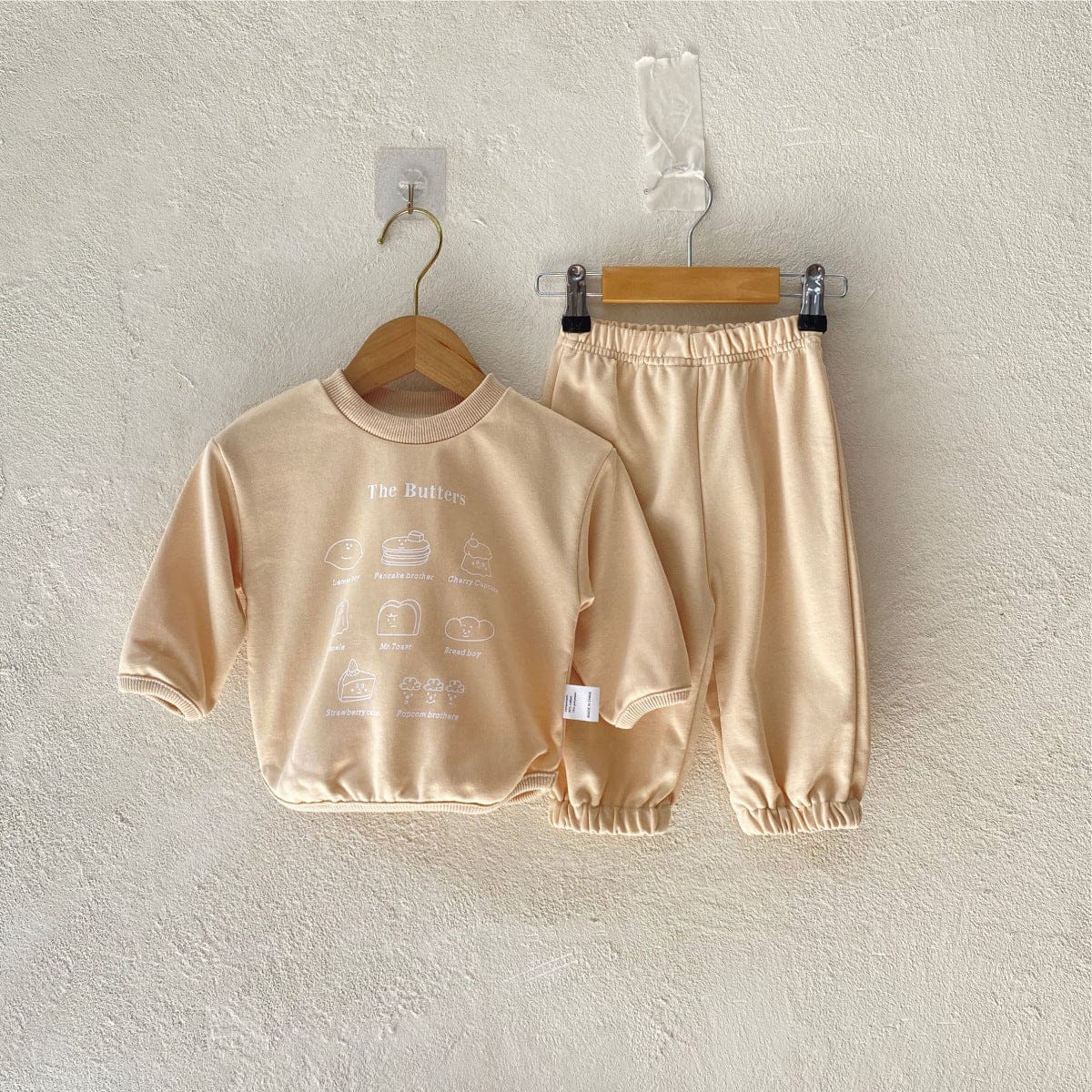 長袖セットアップ Dark apricot / 73cm ベビーセットアップ 2点セット Buttersプリント長袖Tシャツ+ロングパンツ【mh0009040】