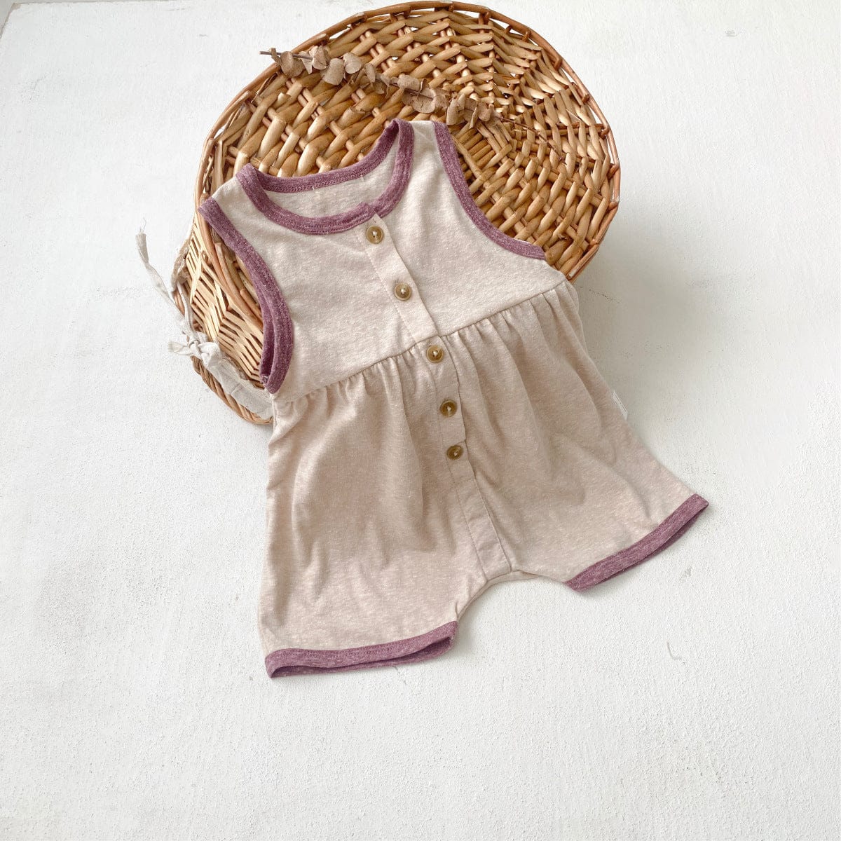 ノースリーブジャンプスーツ Dark apricot / 73cm ノースリーブバイピングジャンプスーツ【mh0009995】