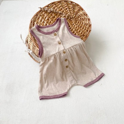 ノースリーブジャンプスーツ Dark apricot / 73cm ノースリーブバイピングジャンプスーツ【mh0009995】