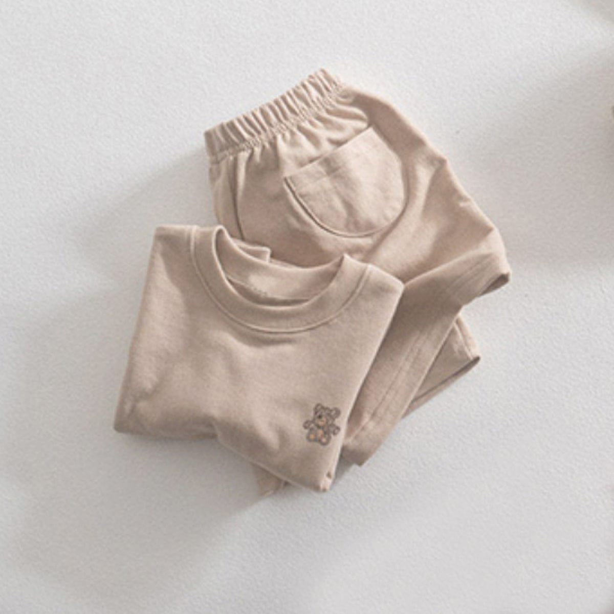 半袖セットアップ Dark apricot / 73cm ベアくまワンポイント半袖Tシャツ+ショートパンツセットアップ 2点セット【mh0010213】