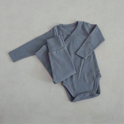 ロンパースセットアップ Dark blue suit / 66cm ベビーセットアップ 2点セット 長袖ボディスーツ+ロングパンツ 長袖パジャマセット【mh0009027】