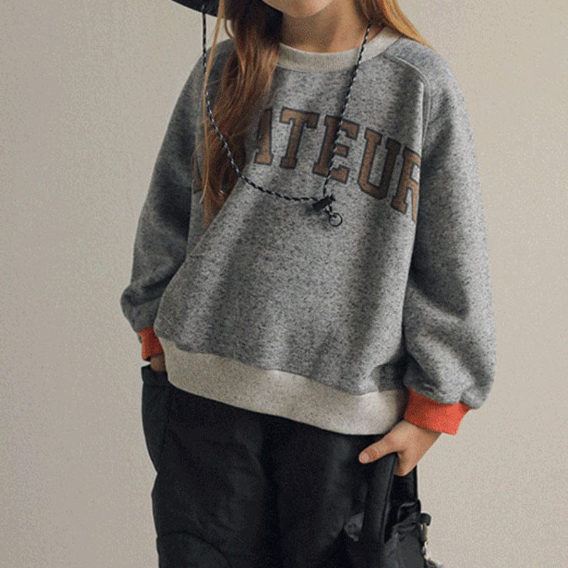 トレーナー・フーディ Dark Gray / 90cm ロゴプリントパッチワークスウェットトレーナー【mh0011122】