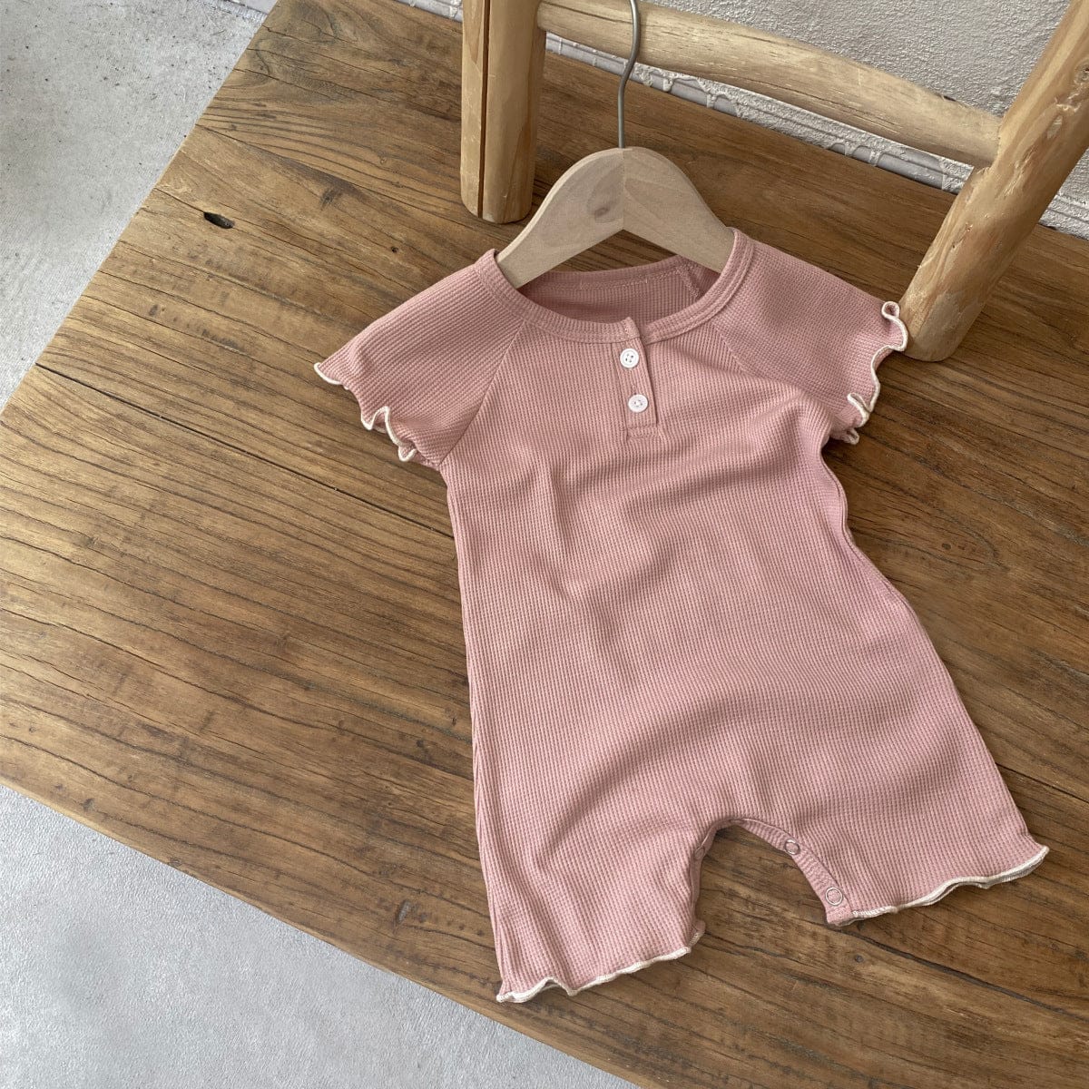 半袖ロンパース Dark Pink / 66cm メロウフリル半袖ロンパース【mh0010001】