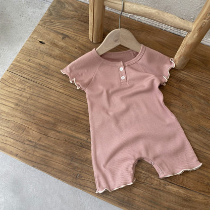 半袖ロンパース Dark Pink / 66cm メロウフリル半袖ロンパース【mh0010001】