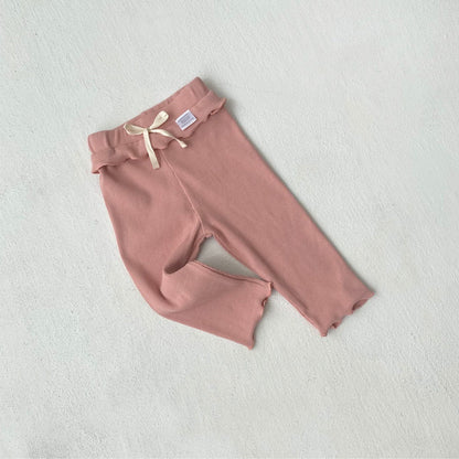 レギンスパンツ Dark Pink / 73cm メロウフリルウエストリブ長袖レギンスパンツ【mh0011138】
