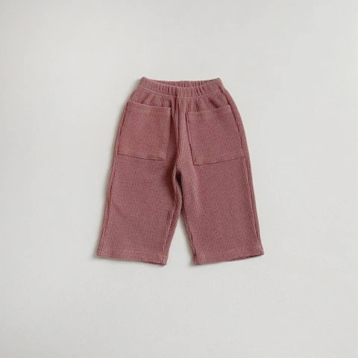 ロングパンツ・スウェットパンツ Dark Pink / 73cm ワッフル素材ロングパンツ ユニセックス長ズボン ストレートポケット付き【mh0011359】