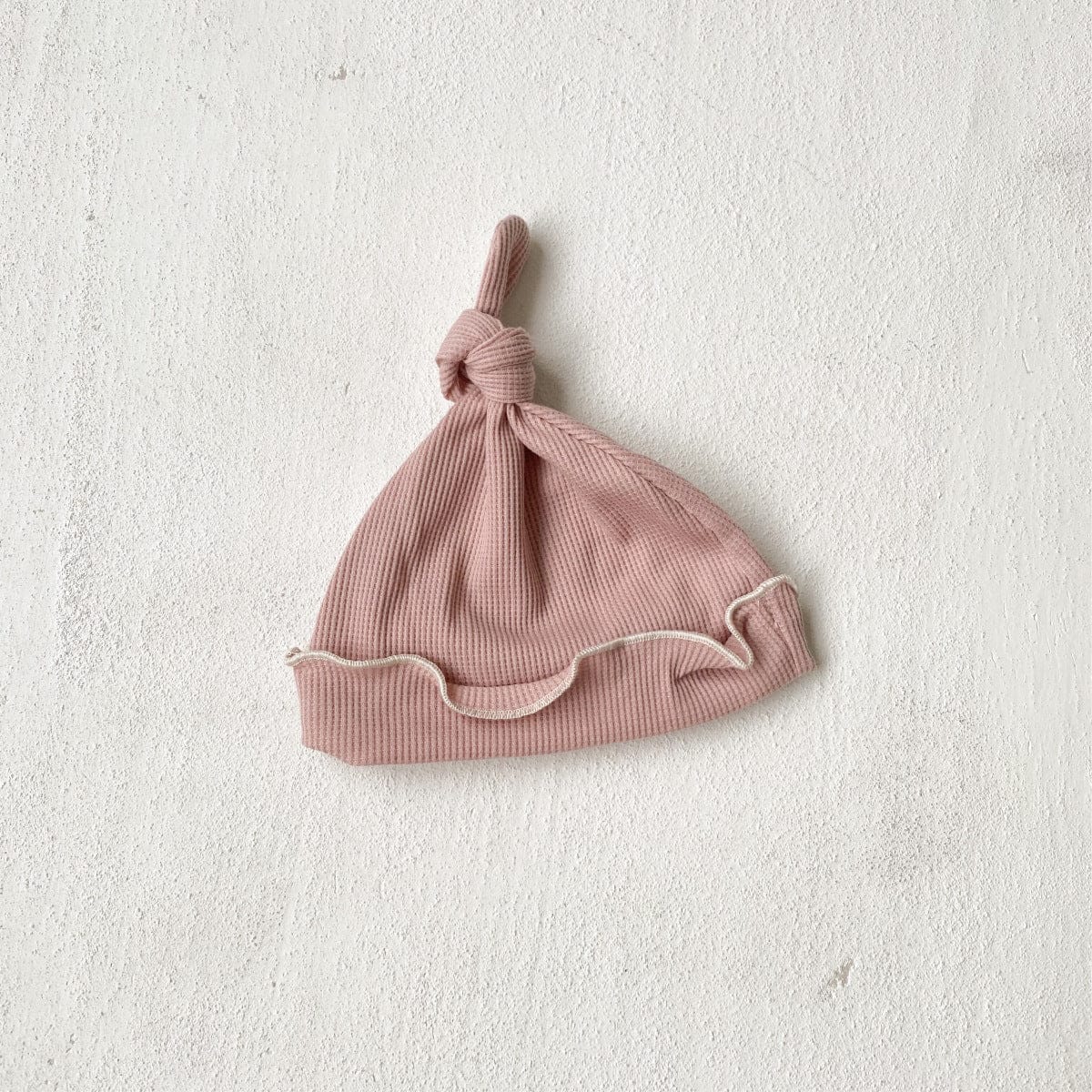 半袖セットアップ Dark pink hat / One Size メロウフリルワッフル半袖肌着+ハイウエストパンツ/とんがりキャップ帽子【mh0009992】