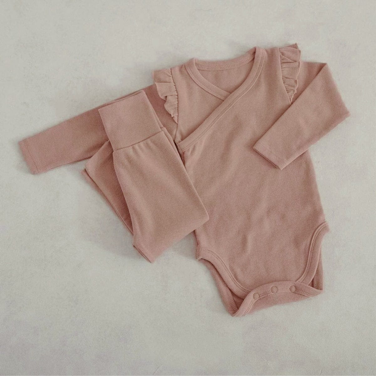 ロンパースセットアップ Dark pink suit / 66cm ベビーセットアップ 2点セット 長袖ボディスーツ+ロングパンツ 長袖パジャマセット【mh0009027】