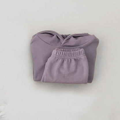 長袖セットアップ Dark Purple / 73cm Cotton Hooded Sweatshirt Shorts Set コットン フーディー セットアップ【mh0011943】