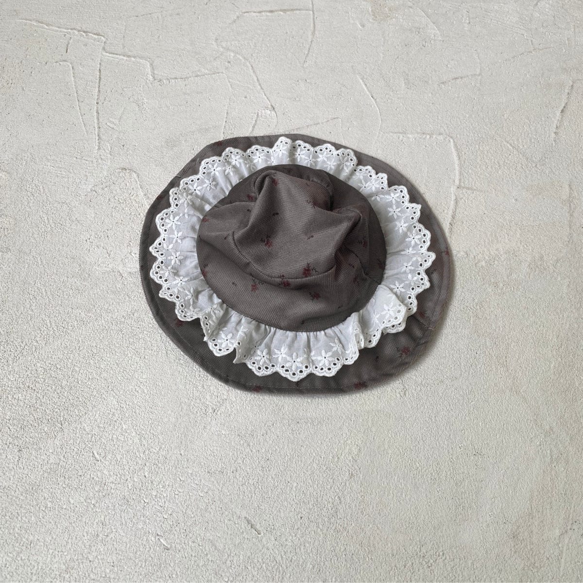 長袖ロンパース Floral hat / One Size フラワープリントレースフリル長袖ロンパース 帽子セット【mh0009673】