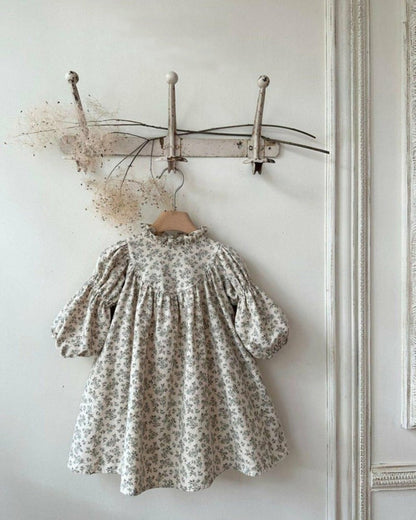 長袖ワンピース Floral Print Ruffle Collar Dress 小花柄プリント フリル ワンピース【mh0011850】