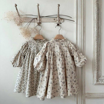 長袖ワンピース Floral Print Ruffle Collar Dress 小花柄プリント フリル ワンピース【mh0011850】