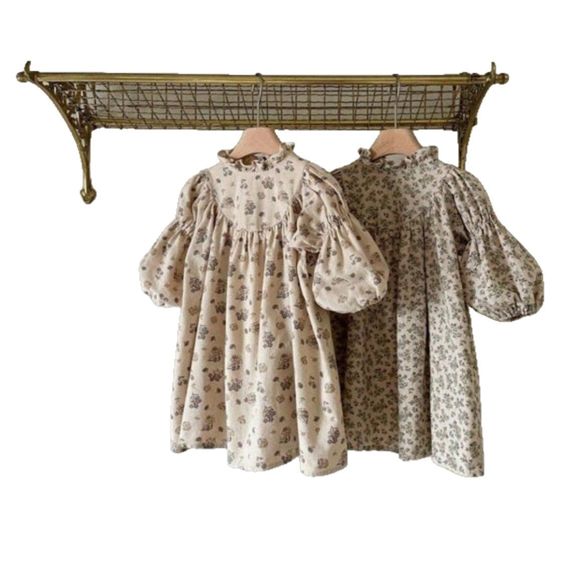 長袖ワンピース Floral Print Ruffle Collar Dress 小花柄プリント フリル ワンピース【mh0011850】