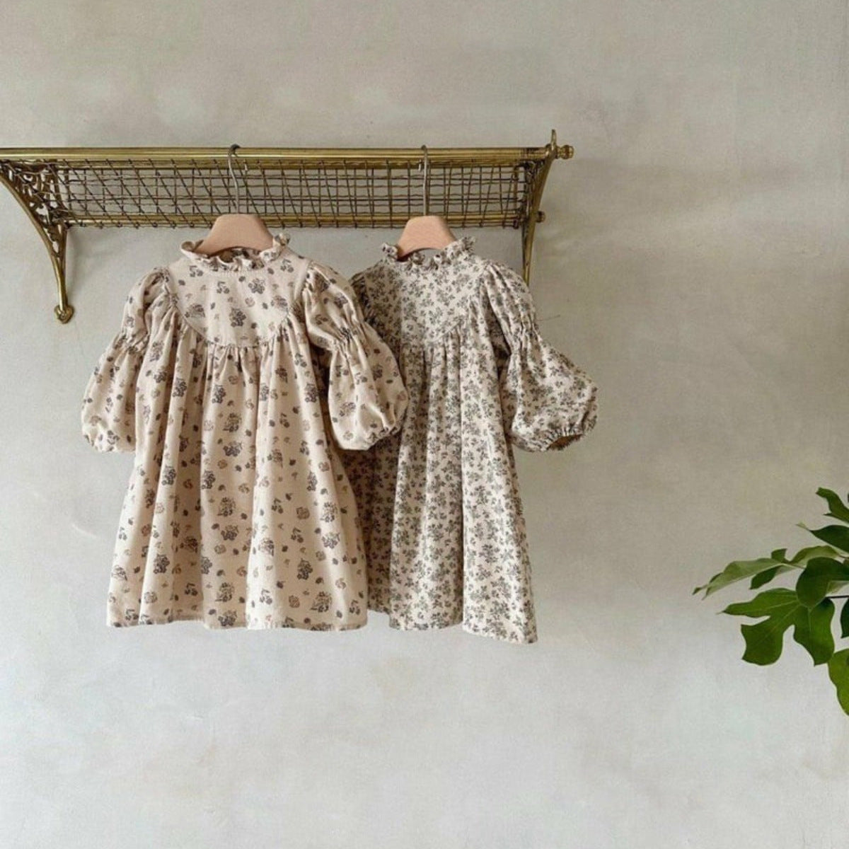 長袖ワンピース Floral Print Ruffle Collar Dress 小花柄プリント フリル ワンピース【mh0011850】