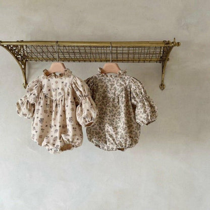 長袖ロンパース Floral Print Ruffle Collar Romper 小花柄プリント フリル ロンパース【mh0011851】