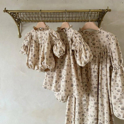 長袖ロンパース Floral Print Ruffle Collar Romper 小花柄プリント フリル ロンパース【mh0011851】