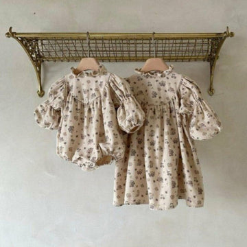 長袖ロンパース Floral Print Ruffle Collar Romper 小花柄プリント フリル ロンパース【mh0011851】