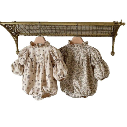 長袖ロンパース Floral Print Ruffle Collar Romper 小花柄プリント フリル ロンパース【mh0011851】