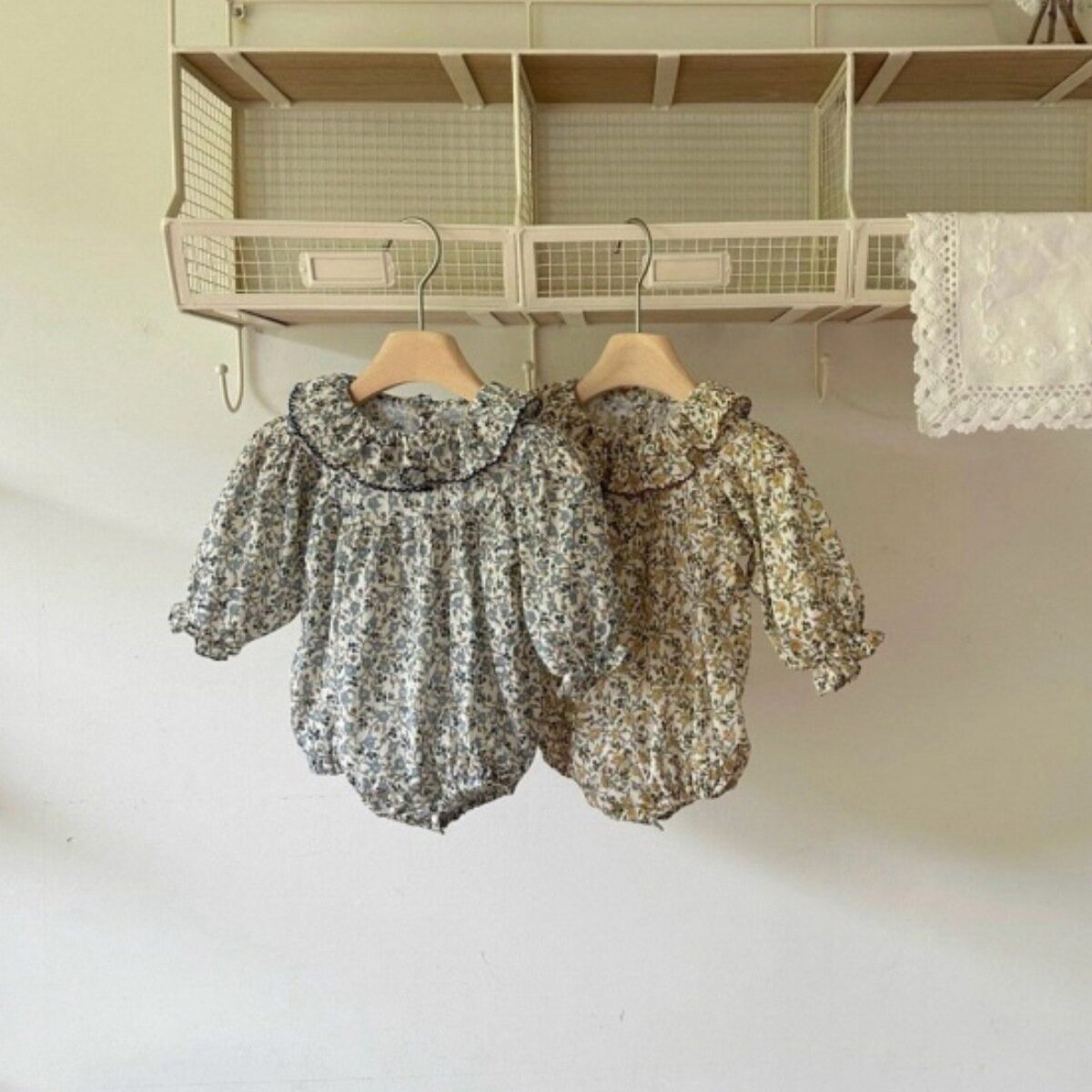 長袖ロンパース Floral Ruffle Romper 花柄 フリルロンパース【mh0012123】