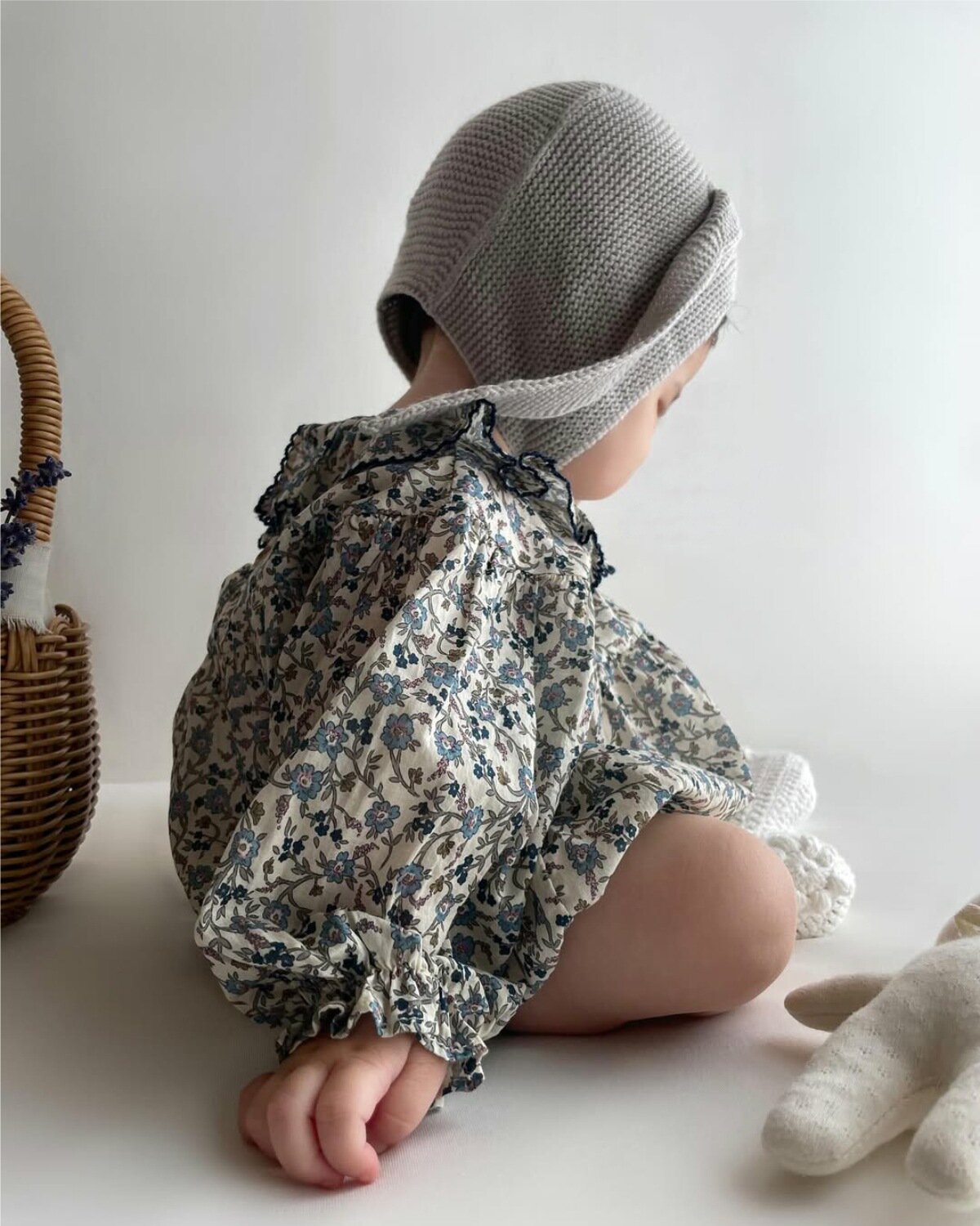 長袖ロンパース Floral Ruffle Romper 花柄 フリルロンパース【mh0012123】