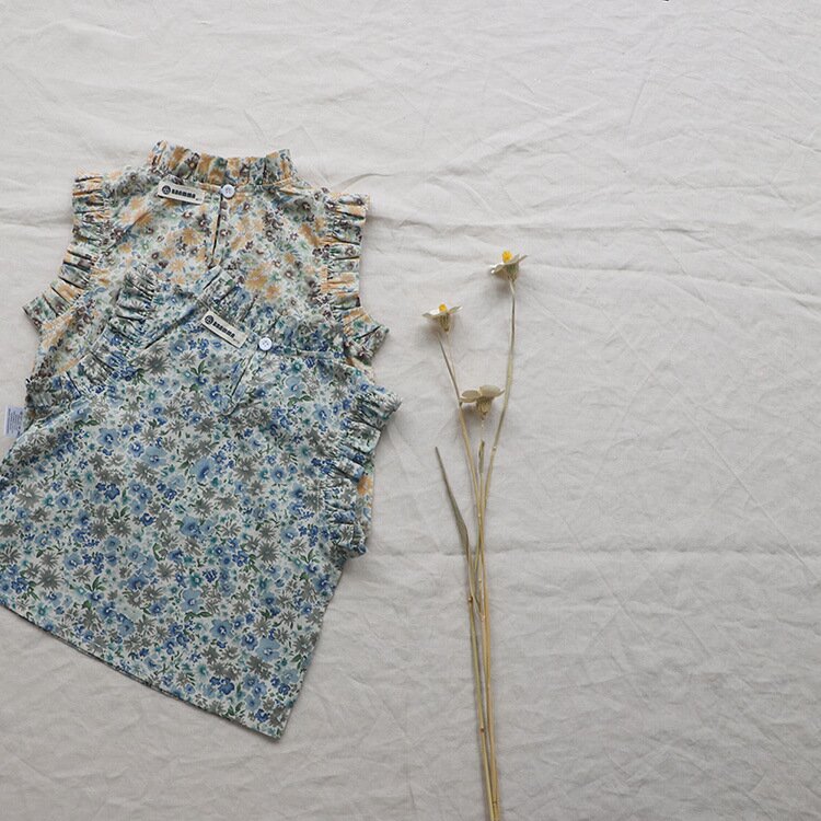タンクトップ・キャミソール・ノースリーブトップス Floral Sleeveless Baby Blouse 花柄 ノースリーブ ブラウス【mh0012122】