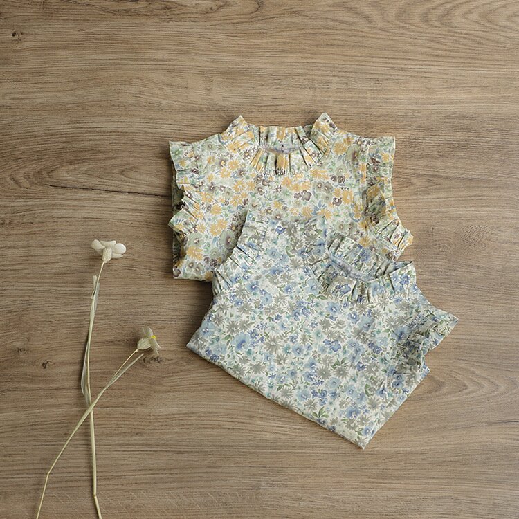 タンクトップ・キャミソール・ノースリーブトップス Floral Sleeveless Baby Blouse 花柄 ノースリーブ ブラウス【mh0012122】