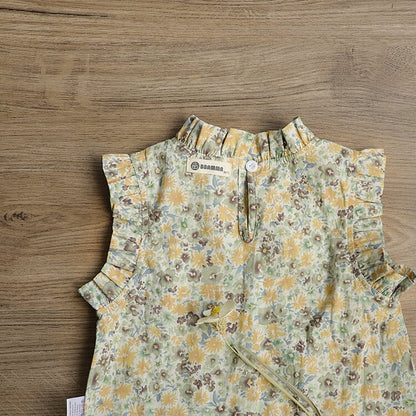 タンクトップ・キャミソール・ノースリーブトップス Floral Sleeveless Baby Blouse 花柄 ノースリーブ ブラウス【mh0012122】