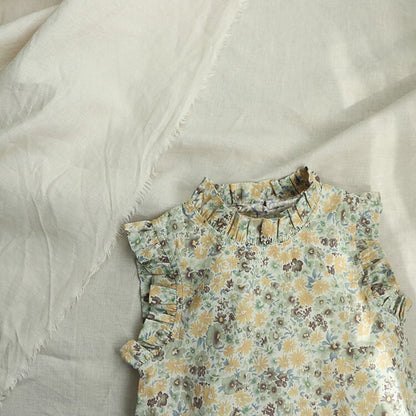 タンクトップ・キャミソール・ノースリーブトップス Floral Sleeveless Baby Blouse 花柄 ノースリーブ ブラウス【mh0012122】