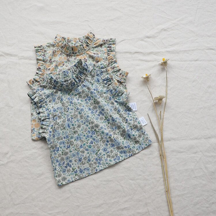 タンクトップ・キャミソール・ノースリーブトップス Floral Sleeveless Baby Blouse 花柄 ノースリーブ ブラウス【mh0012122】