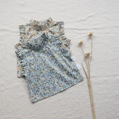 タンクトップ・キャミソール・ノースリーブトップス Floral Sleeveless Baby Blouse 花柄 ノースリーブ ブラウス【mh0012122】