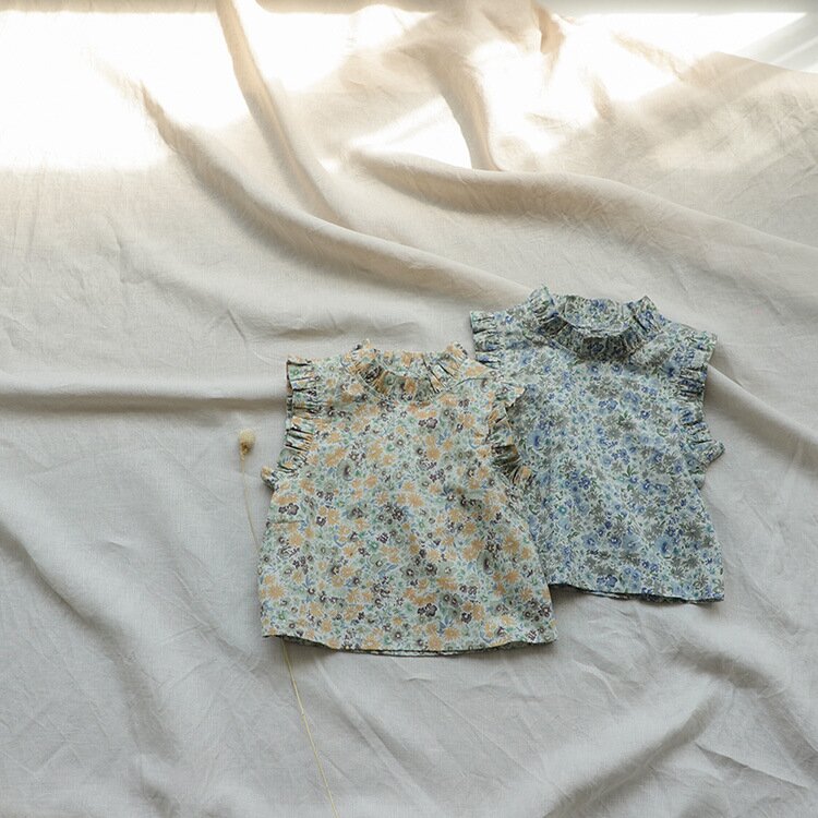 タンクトップ・キャミソール・ノースリーブトップス Floral Sleeveless Baby Blouse 花柄 ノースリーブ ブラウス【mh0012122】
