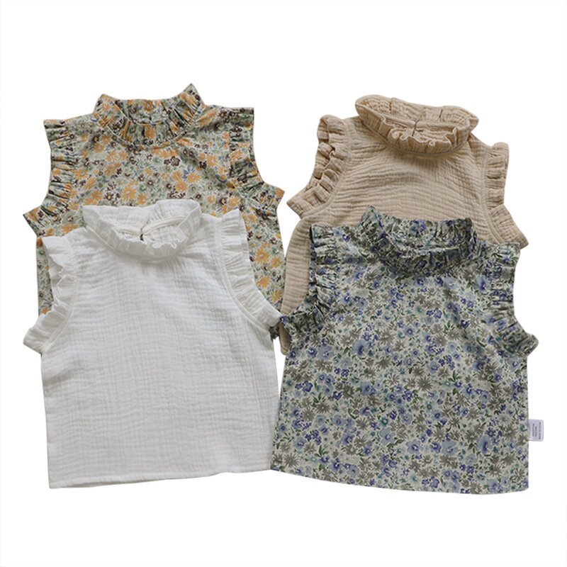 タンクトップ・キャミソール・ノースリーブトップス Floral Sleeveless Baby Blouse 花柄 ノースリーブ ブラウス【mh0012122】