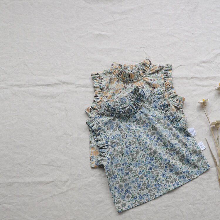 タンクトップ・キャミソール・ノースリーブトップス Floral Sleeveless Baby Blouse 花柄 ノースリーブ ブラウス【mh0012122】