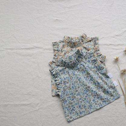 タンクトップ・キャミソール・ノースリーブトップス Floral Sleeveless Baby Blouse 花柄 ノースリーブ ブラウス【mh0012122】