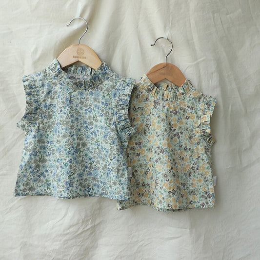 タンクトップ・キャミソール・ノースリーブトップス Floral Sleeveless Baby Blouse 花柄 ノースリーブ ブラウス【mh0012122】