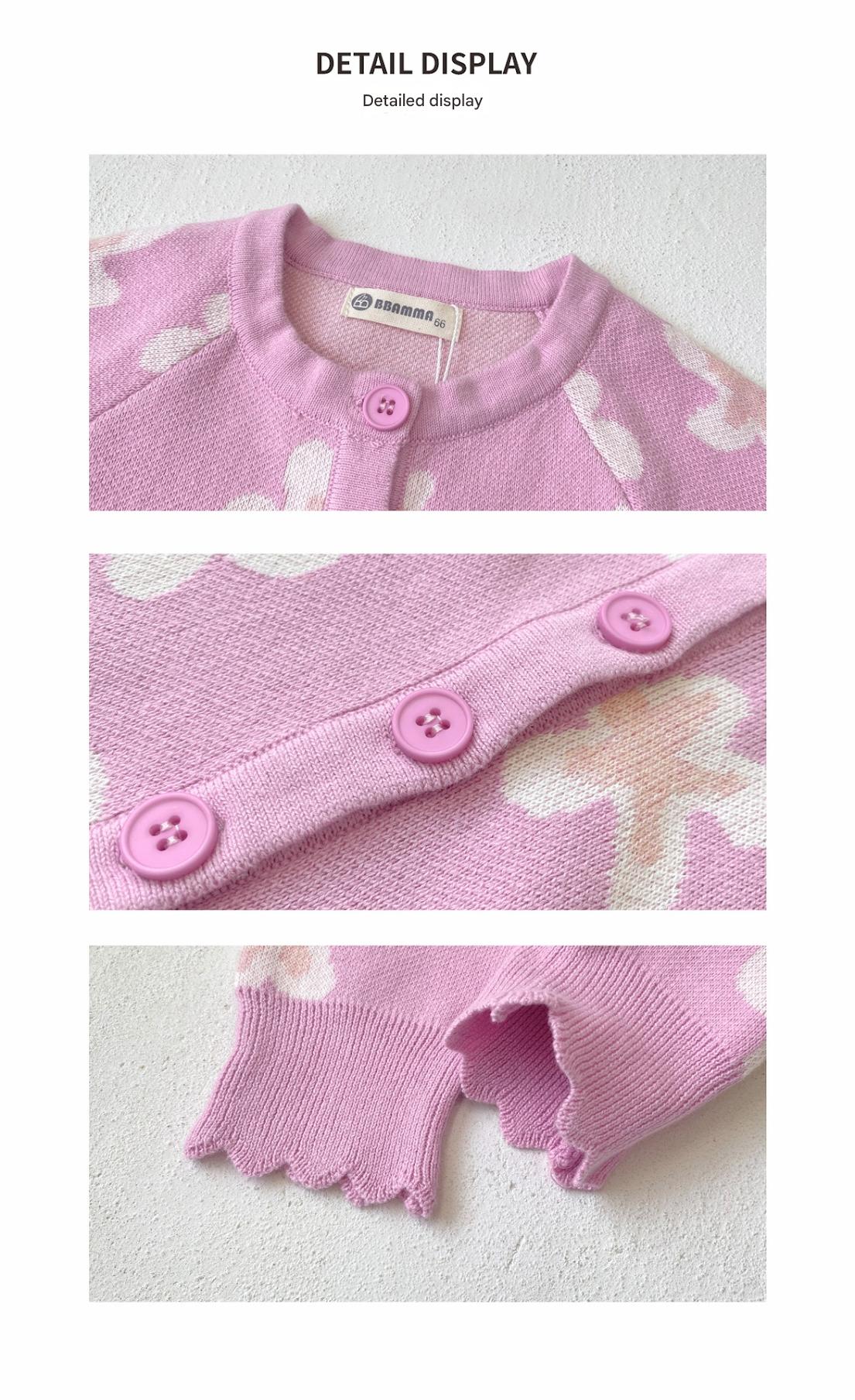 長袖ロンパース Flower Jacquard Knit Romper 花柄 ジャカードニット ロンパース【mh0011856】