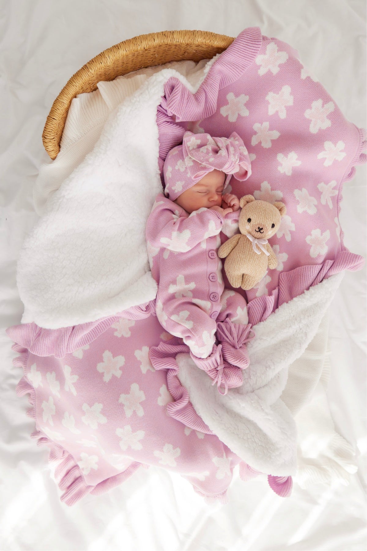 長袖ロンパース Flower Jacquard Knit Romper 花柄 ジャカードニット ロンパース【mh0011856】