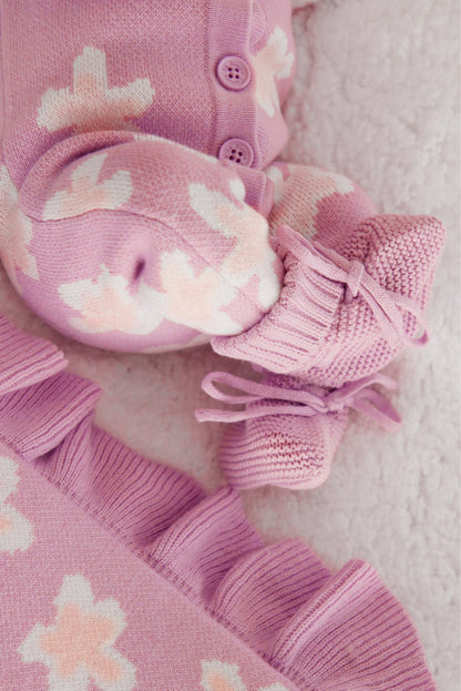 長袖ロンパース Flower Jacquard Knit Romper 花柄 ジャカードニット ロンパース【mh0011856】