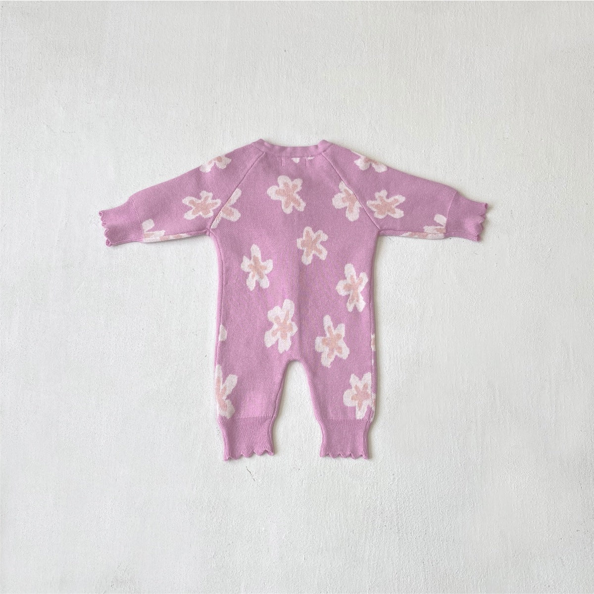 長袖ロンパース Flower Jacquard Knit Romper 花柄 ジャカードニット ロンパース【mh0011856】