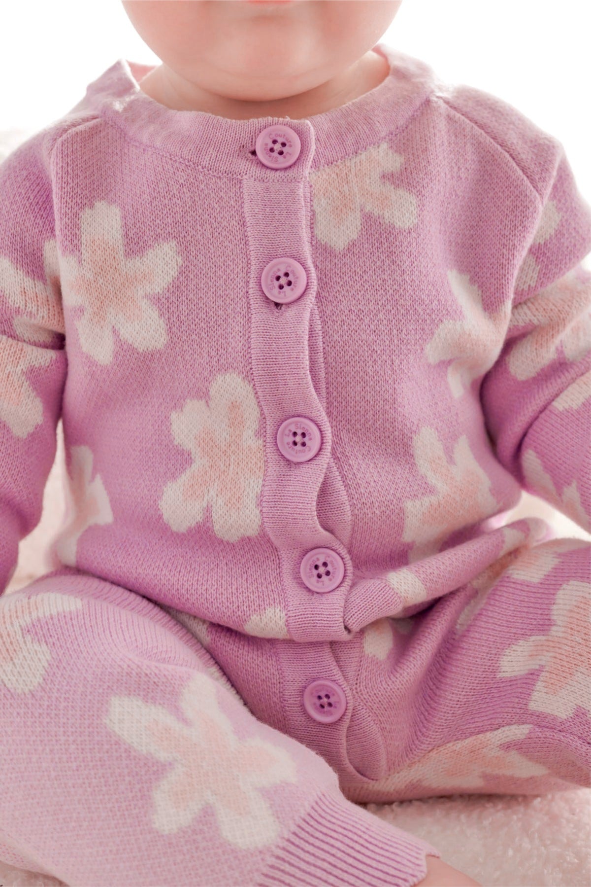 長袖ロンパース Flower Jacquard Knit Romper 花柄 ジャカードニット ロンパース【mh0011856】