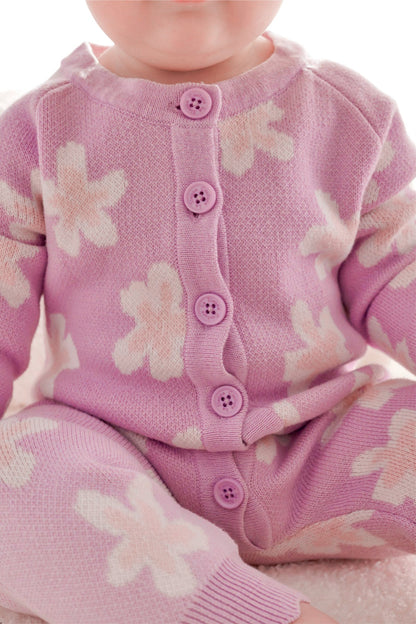 長袖ロンパース Flower Jacquard Knit Romper 花柄 ジャカードニット ロンパース【mh0011856】