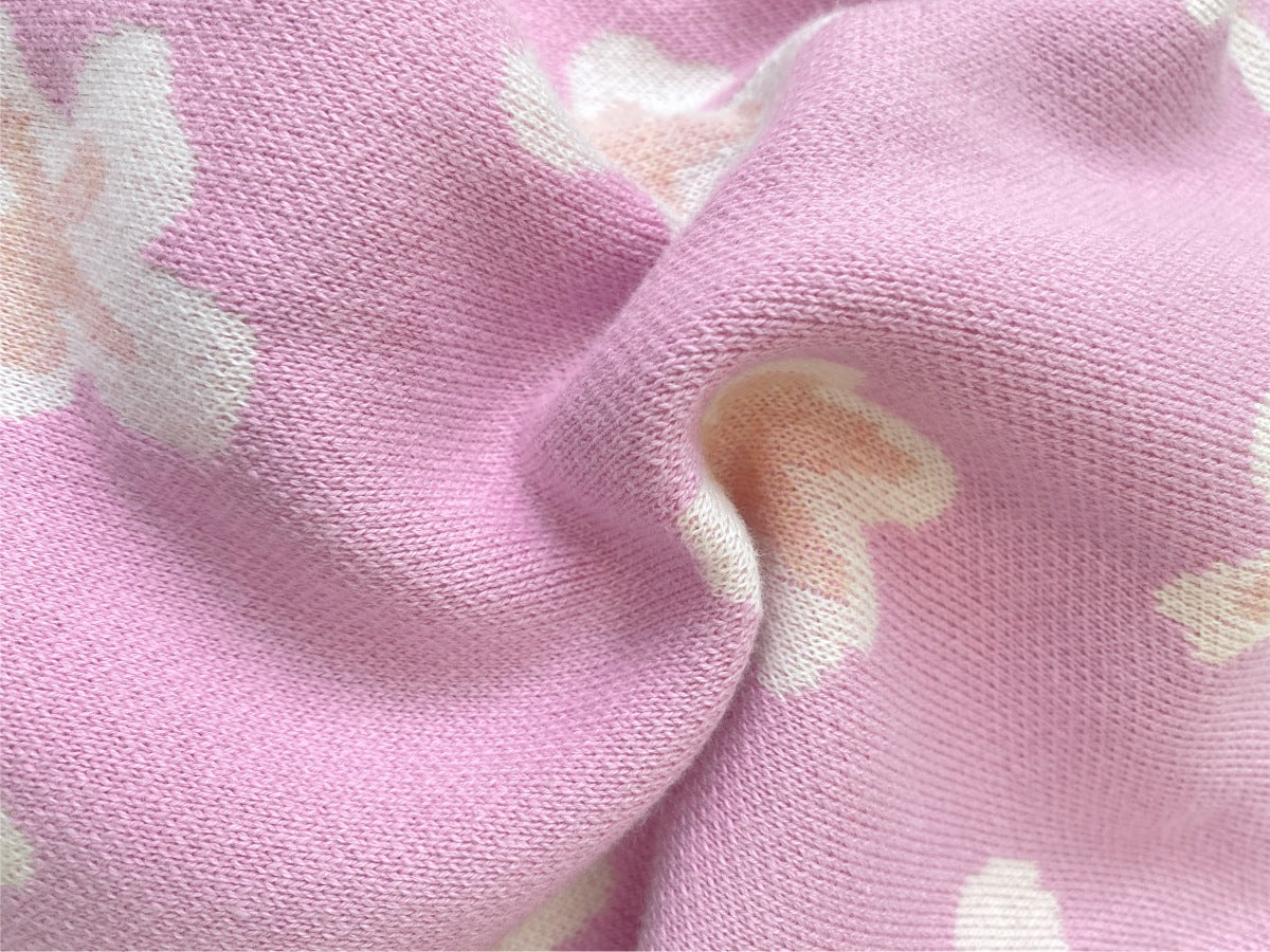 長袖ロンパース Flower Jacquard Knit Romper 花柄 ジャカードニット ロンパース【mh0011856】