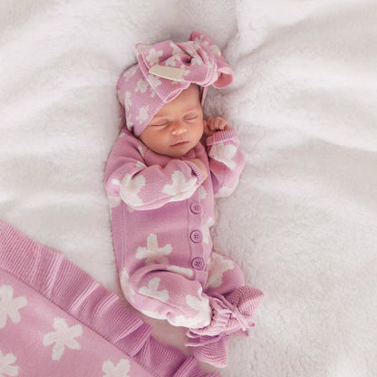 長袖ロンパース Flower Jacquard Knit Romper 花柄 ジャカードニット ロンパース【mh0011856】