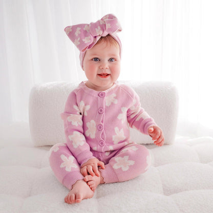 長袖ロンパース Flower Jacquard Knit Romper 花柄 ジャカードニット ロンパース【mh0011856】