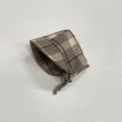 ノースリーブロンパース Gray Apricott Hat / One Size Tartan Plush Vest Romper Set タータンチェック 裏フリース ロンパース【mh0011852】