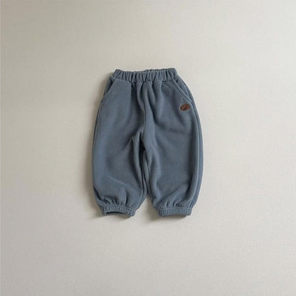 ロングパンツ・スウェットパンツ Gray Blue / 73cm ジョガーパンツ 裏起毛フリース素材 刺繍ワッペン ハーレム長ズボン【mh0011365】